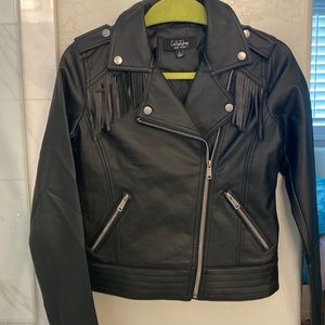 Coffee Shop Faux Leather Jacket NWT